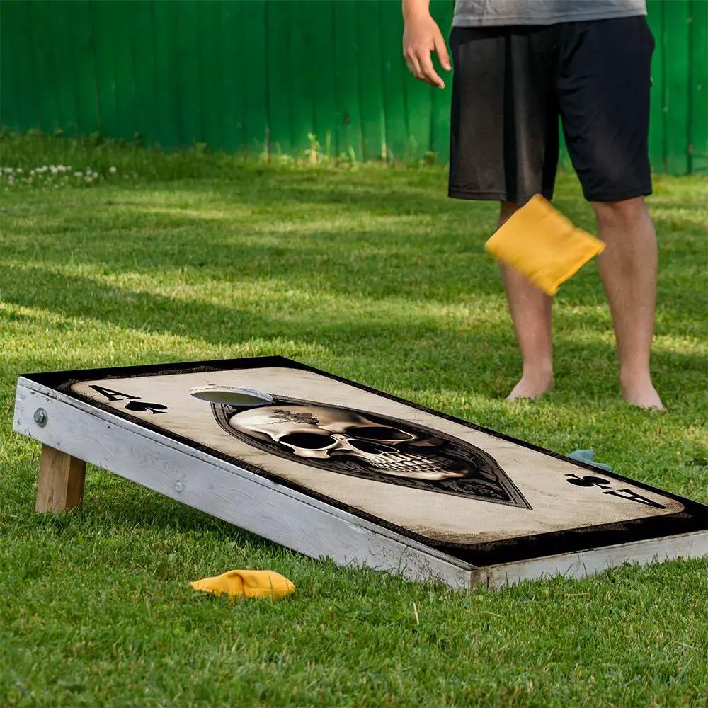 Ace of Skulls Cornhole Board Wraps, set of 2 by Lone Star Art with skull design on Tampa Home & Garden Store