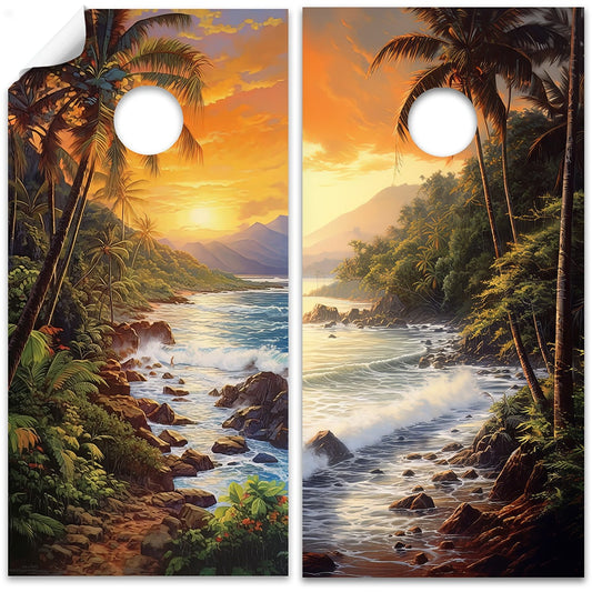 Tropical Beaches - Cornhole Board Wrap - Set of 2 - Tampa Home & Garden Store