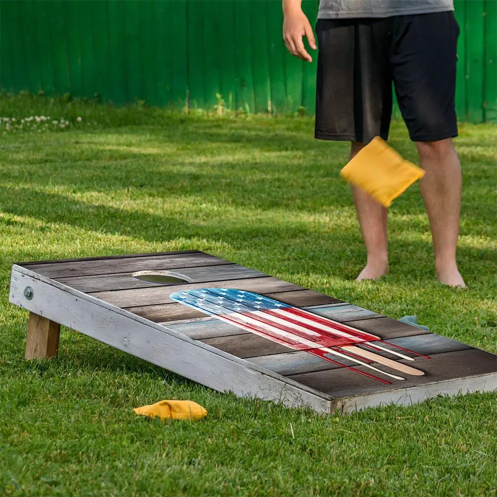 Cornhole board wraps set of 2 USA flag popsicle design by Lone Star Art on Tampa Home & Garden Store
