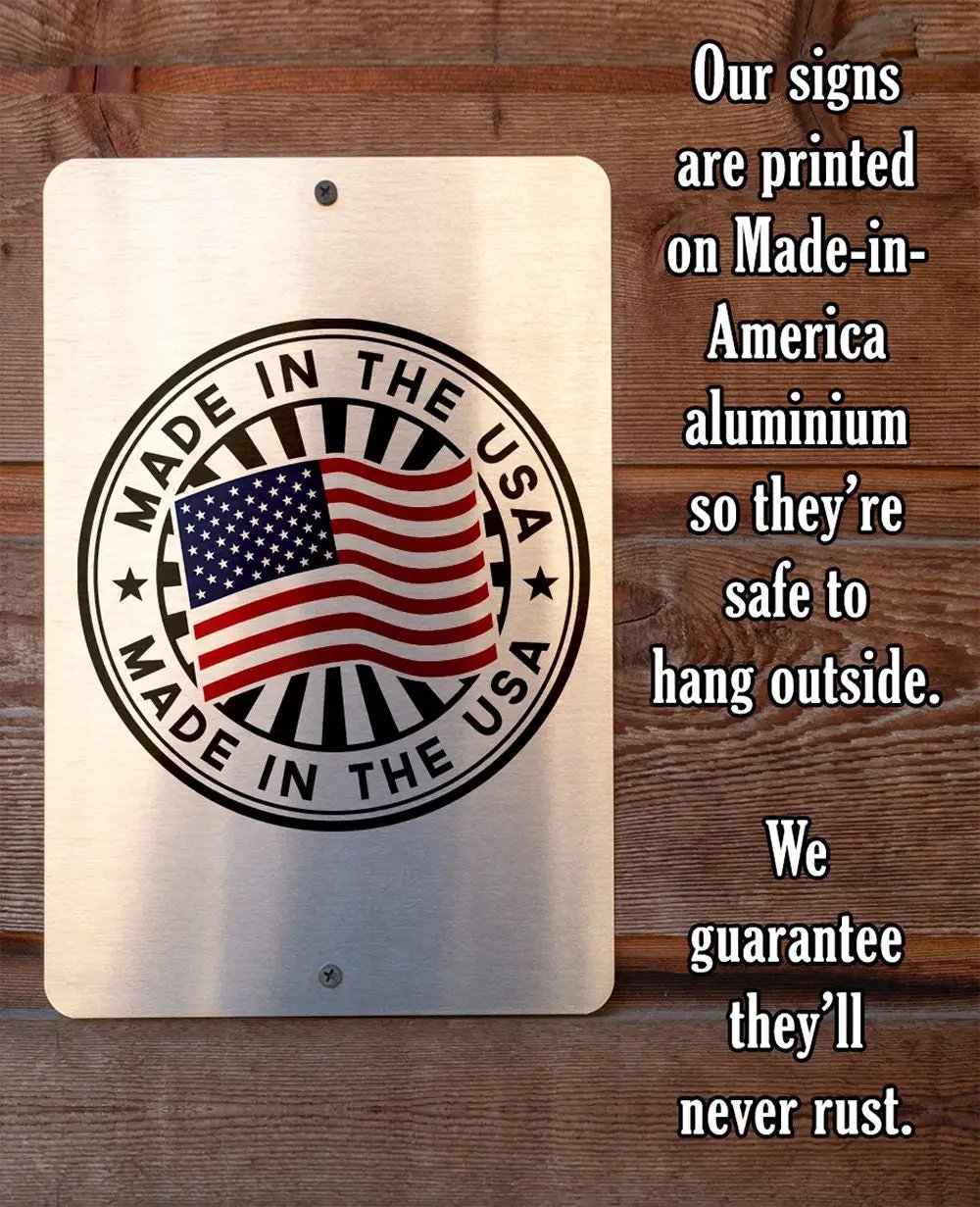 Cornhole Rules metal sign with Made in the USA seal and American flag on brushed aluminum on Tampa Home & Garden Store