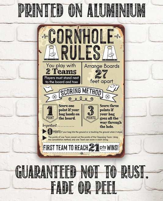 Cornhole Rules - Metal Sign - Tampa Home & Garden Store