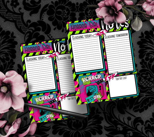 Horror Girl Notepad: Retro Slasher To-Do List, 50 Sheets - Tampa Home & Garden Store