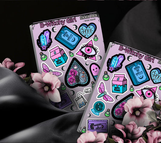 B-Witchy Gothic Pastel Sticker Sheet, Perfect Goth & Witch Vibes Stickers, Budget Friendly Gifts for Goth Expression - Tampa Home & Garden Store