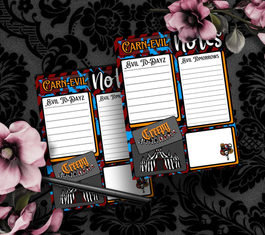 Carn-Evil Notepad: Creepy Carnival To-Do List - 50 Sheets - Tampa Home & Garden Store