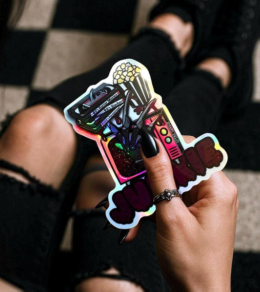 Retro Horror Junkie Sticker: Waterproof Die Cut, Glossy or Holographic - Tampa Home & Garden Store