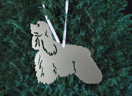 Cocker Spaniel plant stake, silver glitter metal garden ornament by Rustica Ornamentals on Tampa Home & Garden Store