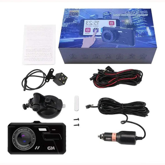 Moktan Sabai 1080P Dual Dash Cam with 4 inch LCD, front/rear kit with mount and car charger on Tampa Home & Garden Store