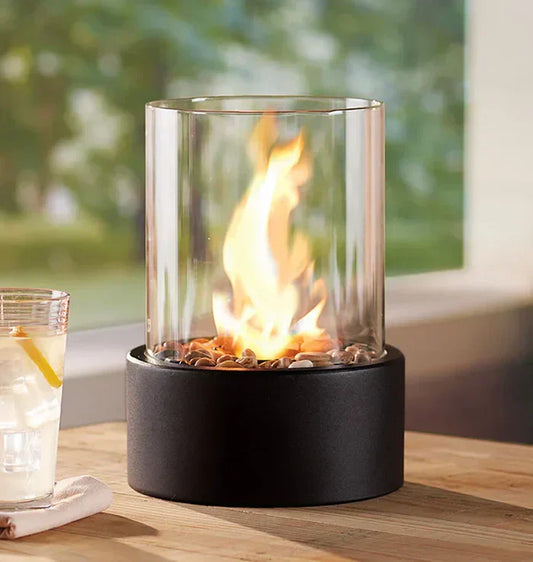 Portable Table Lantern Gas Flame Outdoor Indoor Modern Steel Glass Table Lamp - Tampa Home & Garden Store