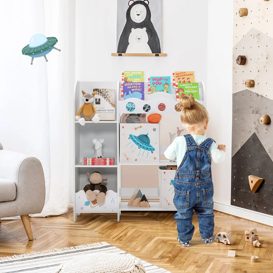 Kids toy and book organizer with storage bins white gray DirectDeals chest on Tampa Home & Garden Store