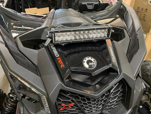 Can-Am X3 black shock-tower LED pod or light-bar bracket by GG Lighting mounted at front on Tampa Home & Garden Store