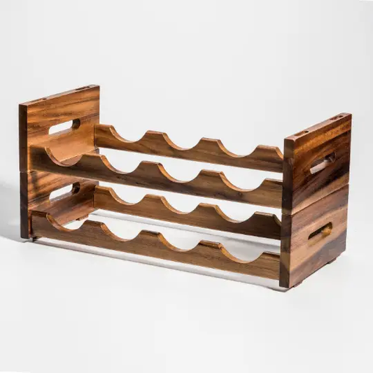Acacia Wood Stackable 4 Bottle Wine Rack by Kalmar Home, tabletop wine rack on Tampa Home & Garden Store