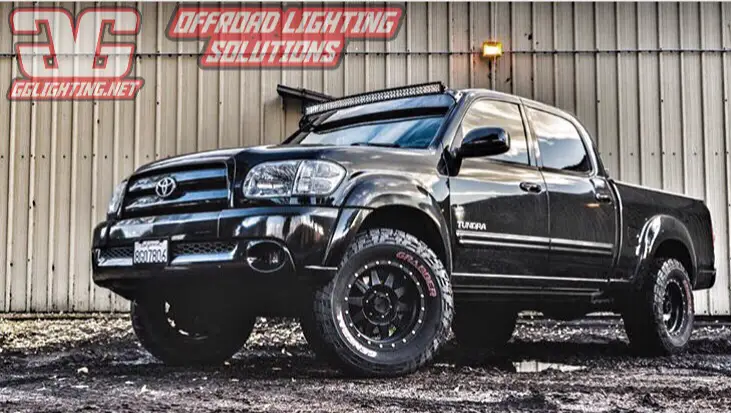 Toyota Tundra Roof Mounts for 50in Curved LED light bar on black Tundra by GGLighting on Tampa Home & Garden Store