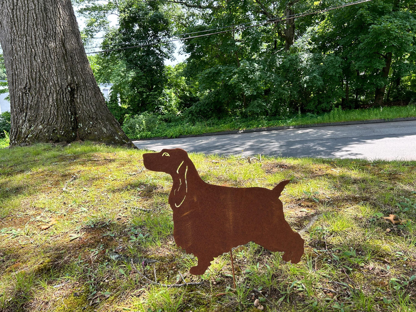English Cocker Spaniel garden stake Style 1 rusted metal lawn ornament Rustica Ornamentals on Tampa Home & Garden Store