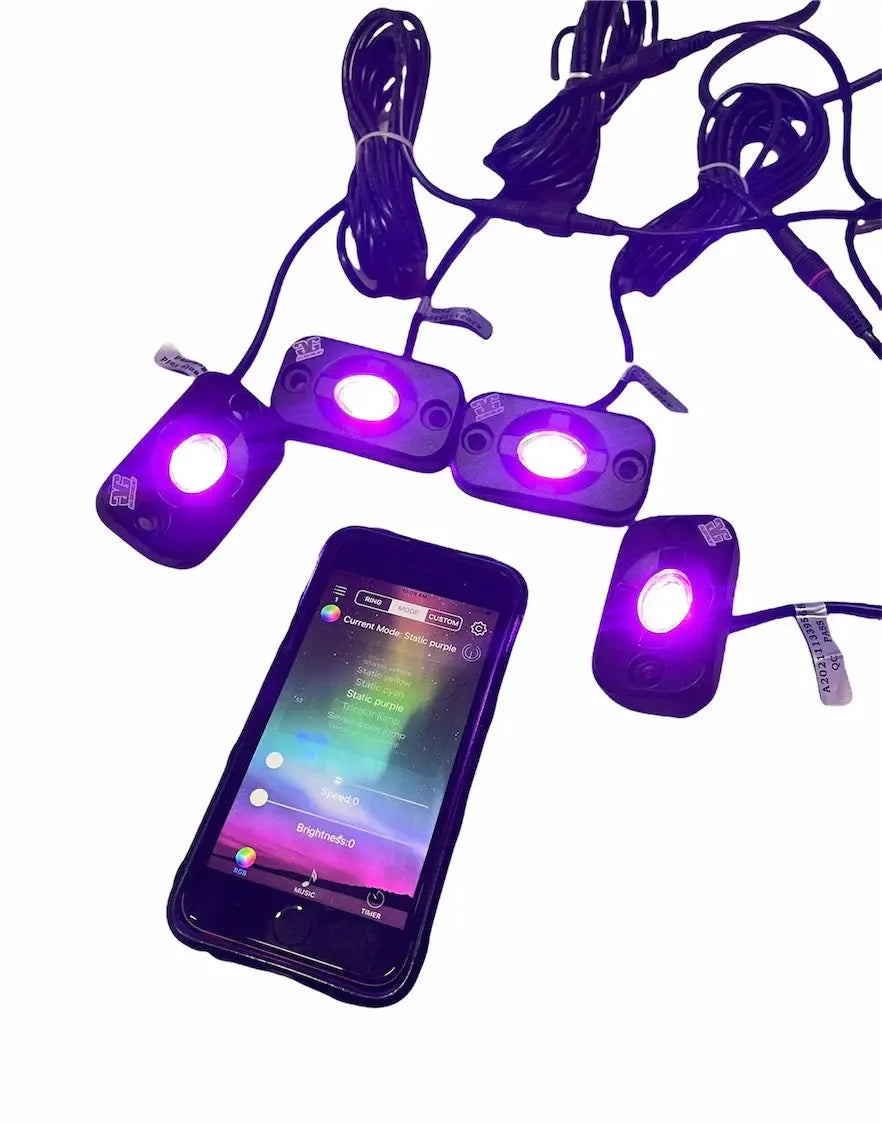 GGLighting RL15 rock light bundle with 15W LEDs, four purple rock lights with app control on Tampa Home & Garden Store
