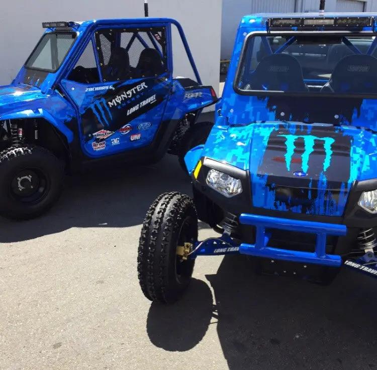 Race Series 20 Inch Offroad LED Light Bar blue, GGLighting, mounted on two blue offroad UTVs on Tampa Home & Garden Store