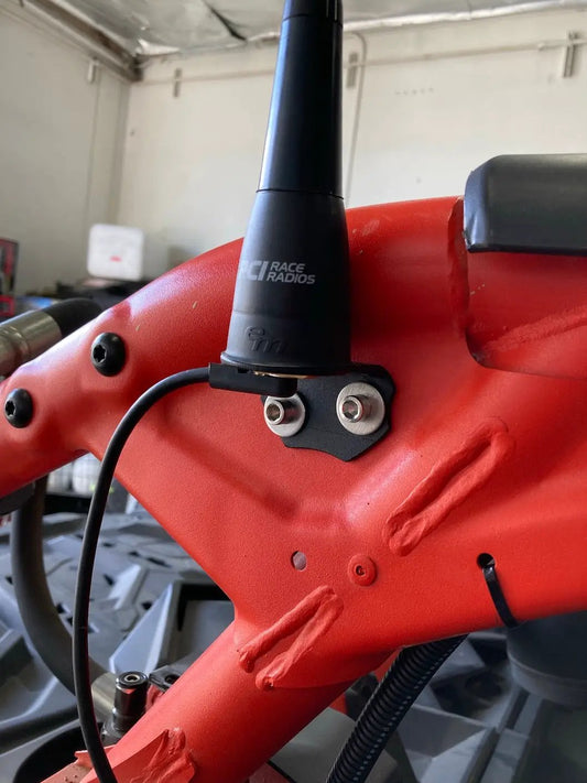 Can-Am X3 bolt-on antenna mount with Race Radios antenna, black, USA-made by GGLighting on Tampa Home & Garden Store