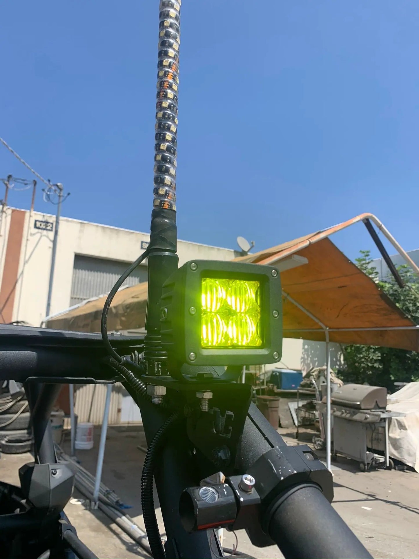 Can-Am X3 rear chase light and whip mount with bolt-on base and spiral LED whip by GGLighting on Tampa Home & Garden Store