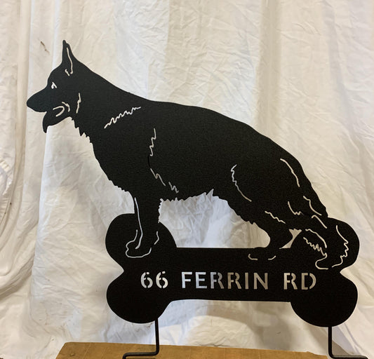 German Shepherd wall art silhouette in black metal by Rustica Ornamentals on Tampa Home & Garden Store