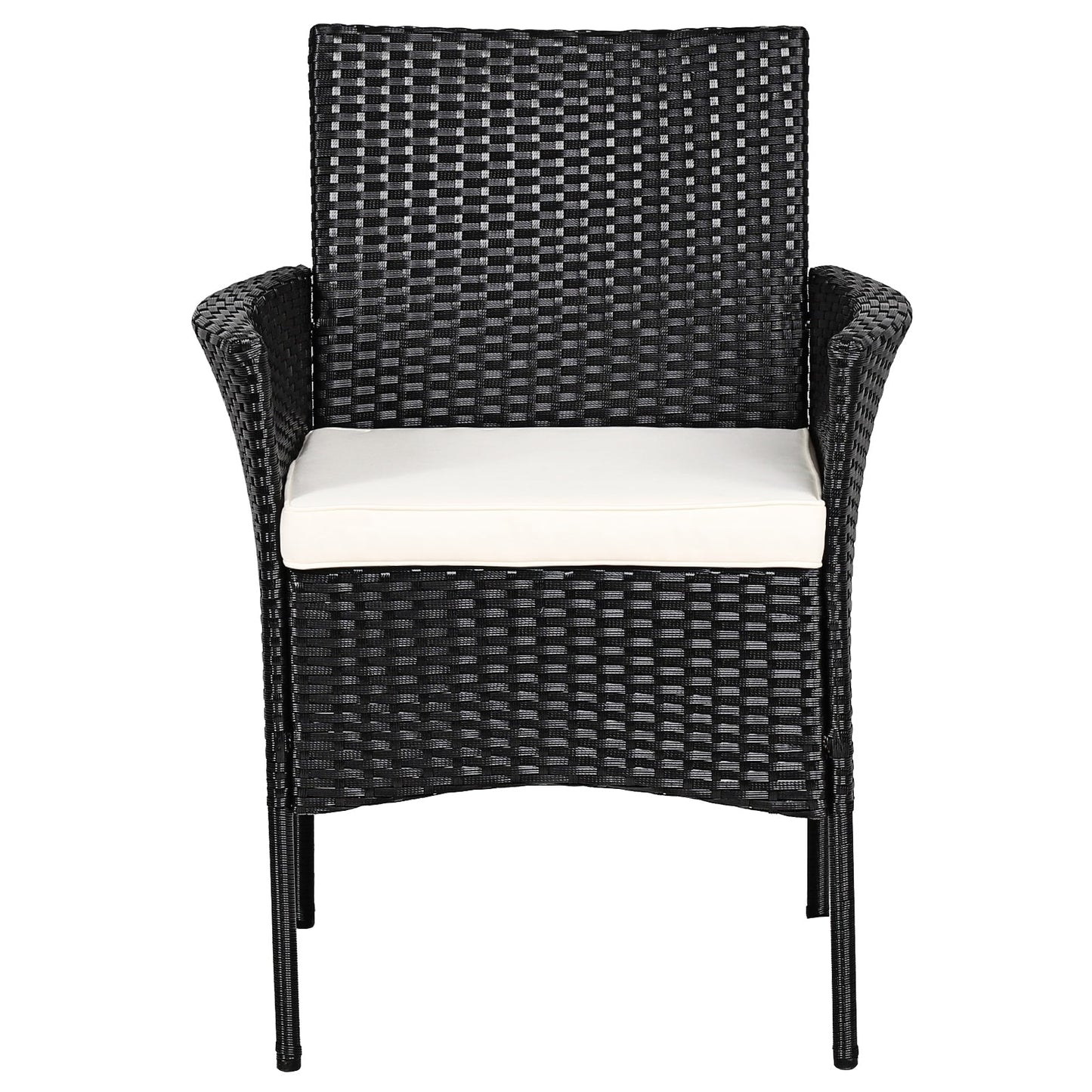 2 sillas de patio de mimbre con cómodos cojines de asiento