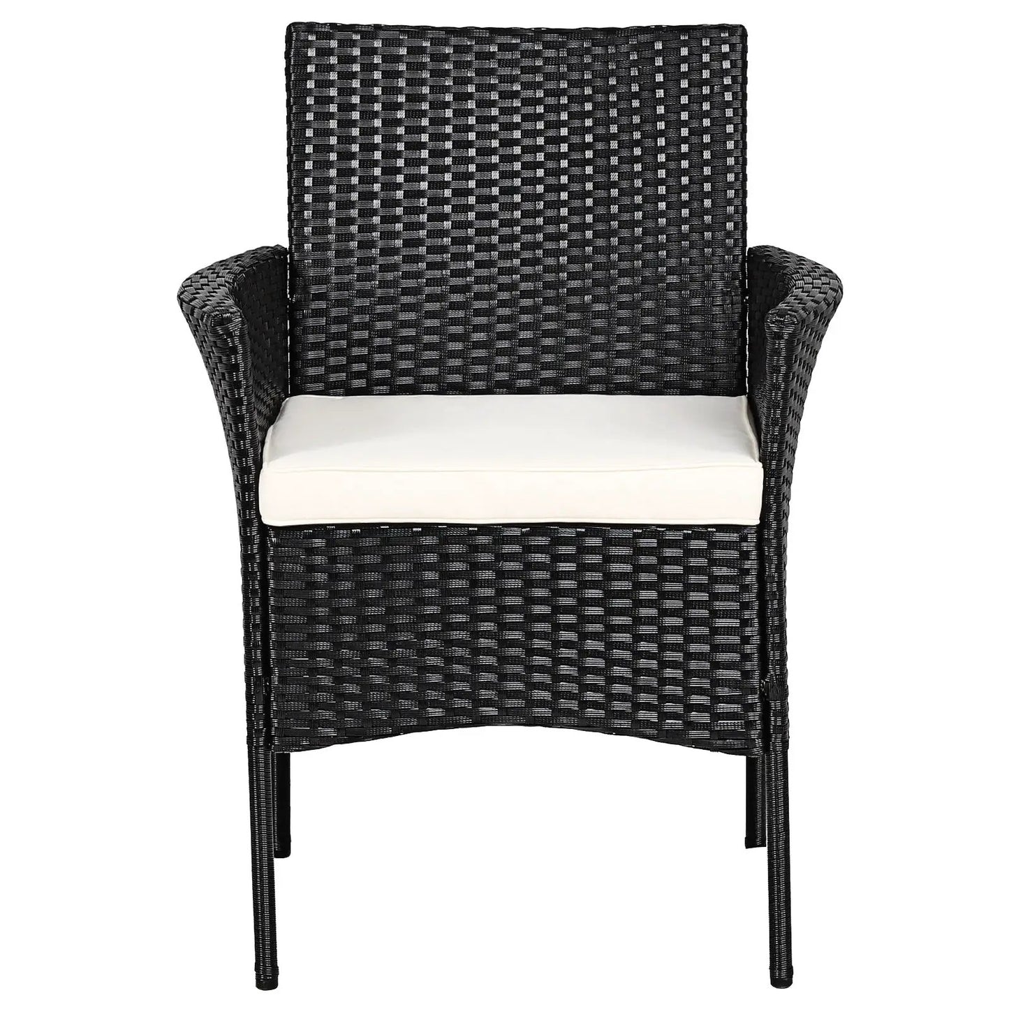 DirectDeals wicker club chair with white cushion on black woven frame on Tampa Home & Garden Store