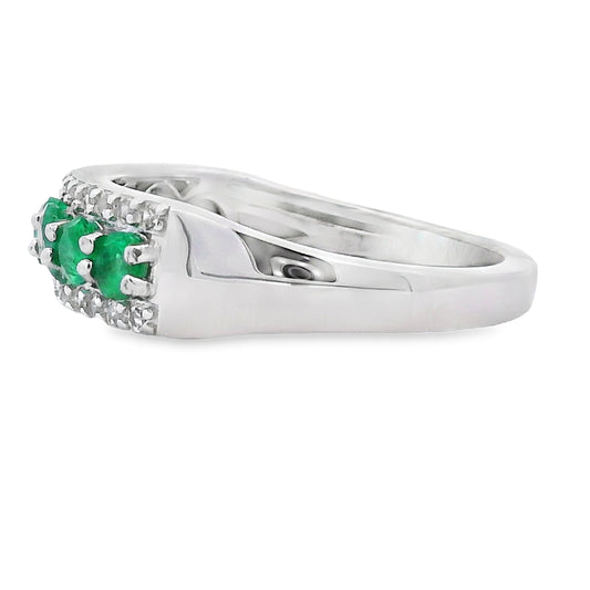 White Topaz 3 Stone Ring Sterling Silver