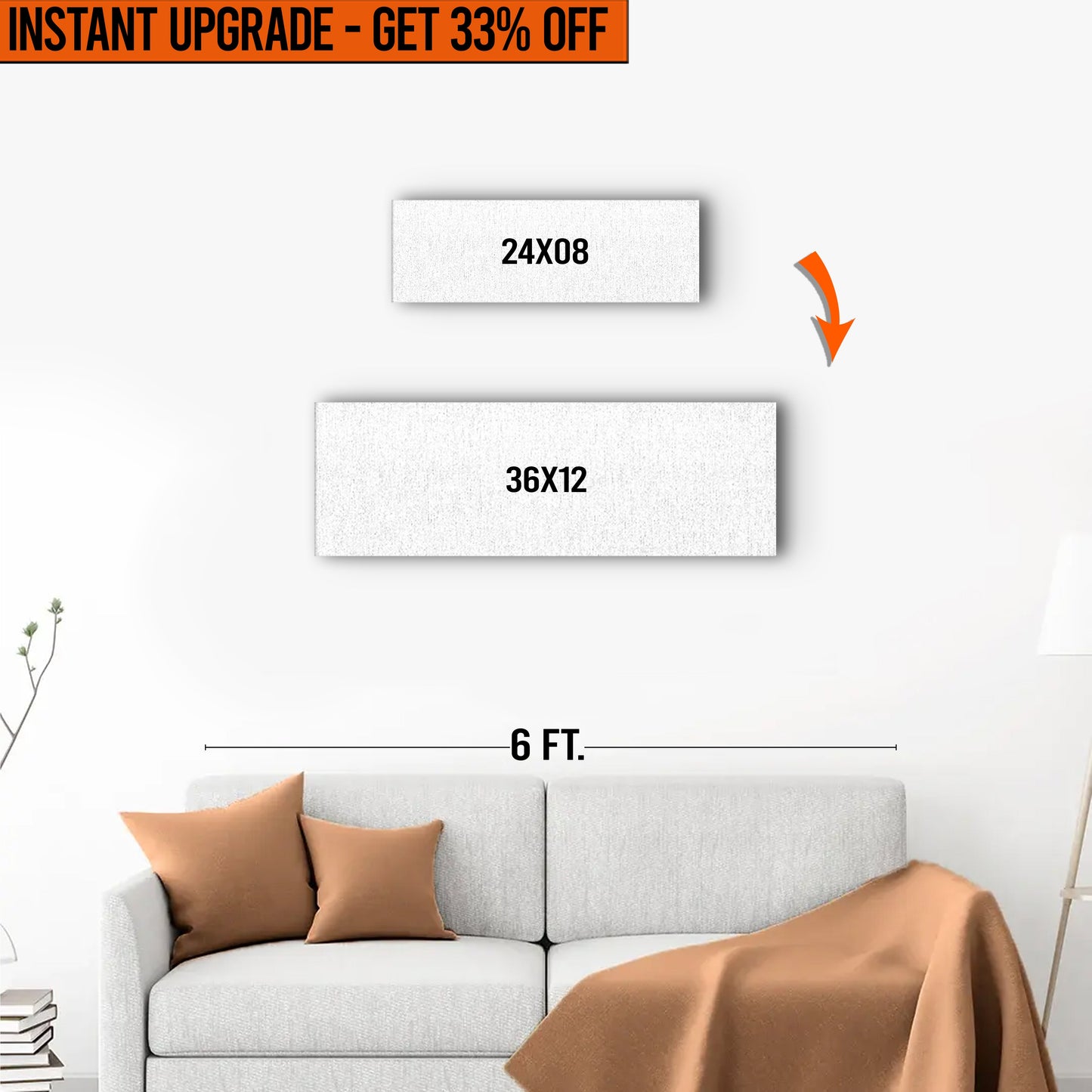 Crafting Canvas set by Tailored Canvases: two white textured canvases 24x08 and 36x12 on Tampa Home & Garden Store