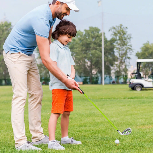Gold junior golf club for kids 8 to 10 with neon-green shaft and silver head by DirectDeals on Tampa Home & Garden Store