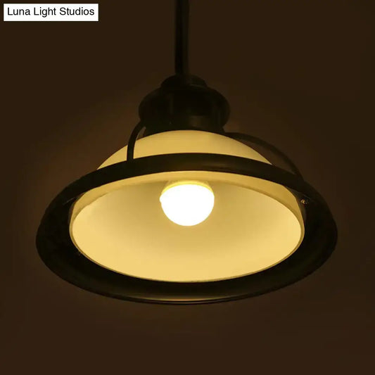 White/Green Glass Dome Pendant Lighting with Industrial Vibe - 3 Lights, Ideal for Dining Table, Includes Chain - Tampa Home & Garden Store