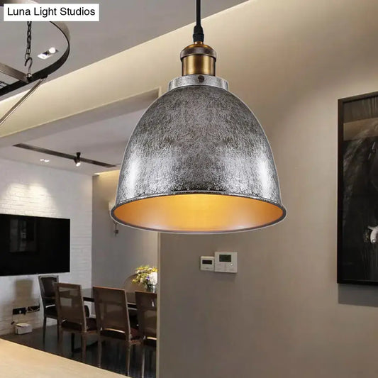 Black Wrought Iron Dome Pendant Lamp For Kitchen