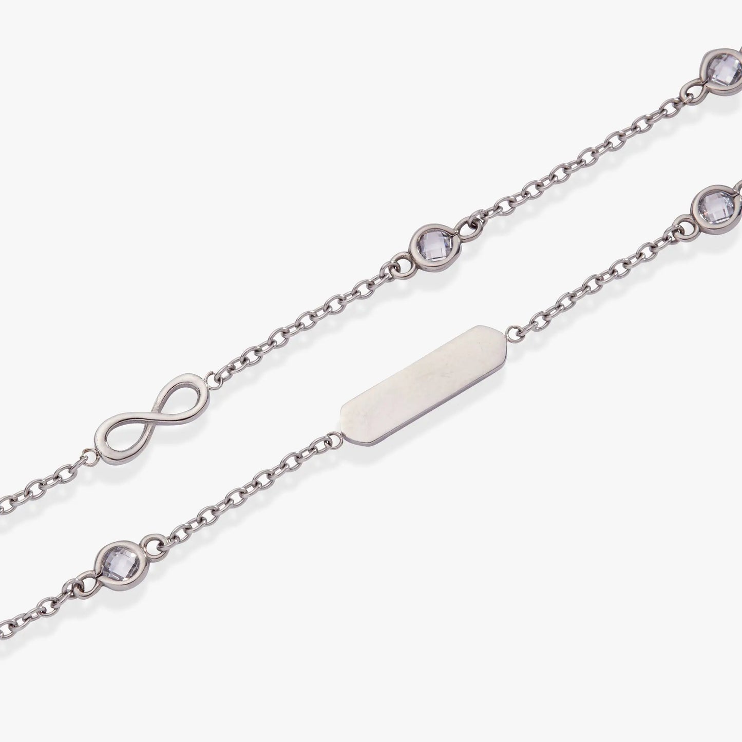 Infinity Chain Double Strand bracelet by ALEX AND ANI with crystal accents on silver chains on Tampa Home & Garden Store