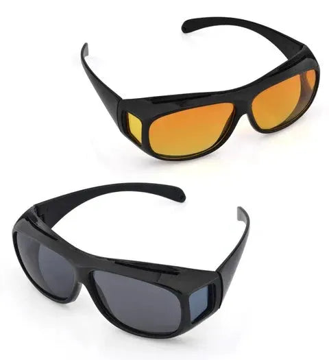 Polarized Night Driving Sunglasses, black frames, orange mirrored and gray lenses, 2 on Tampa Home & Garden Store