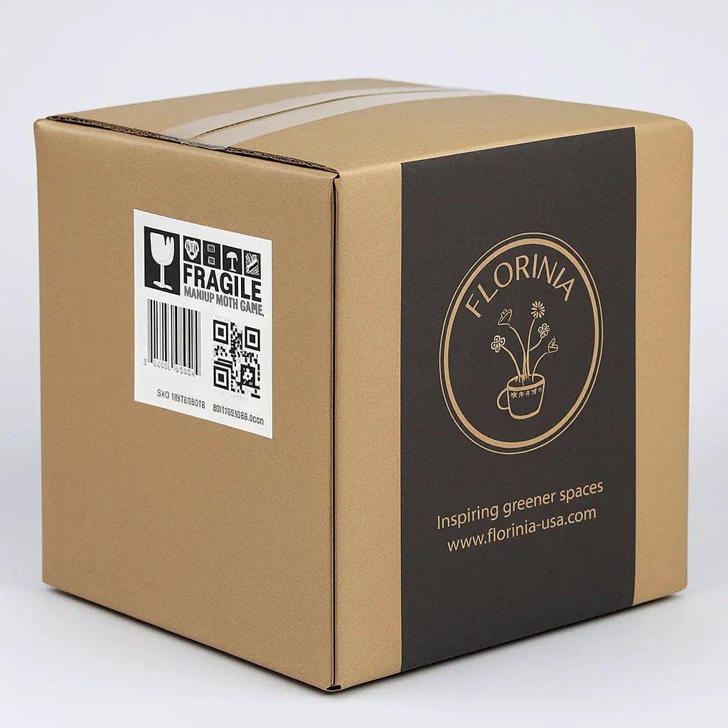 5-piece white plastic planter pots set, modern design, Florinia logo on packaging box on Tampa Home & Garden Store