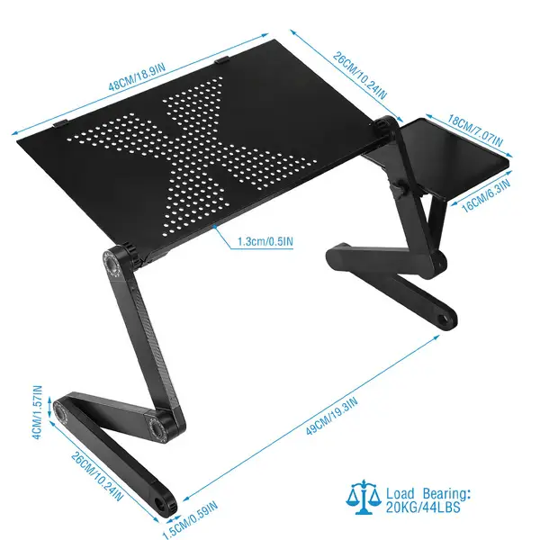 360 Degree Adjustable Laptop Stand with Mouse Pad, black aluminum by Moktan Sabai on Tampa Home & Garden Store