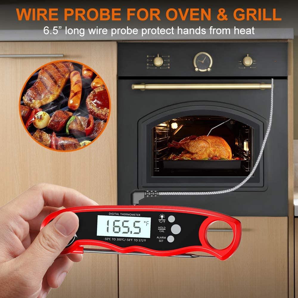 Stevvex Instant Read Meat Thermometer red handheld digital display 165.5°F for oven on Tampa Home & Garden Store