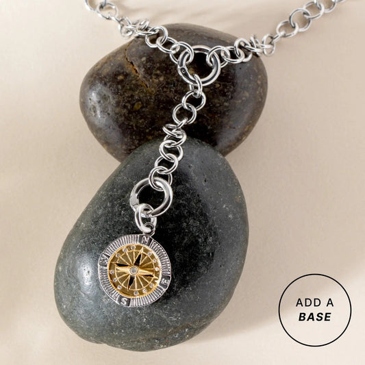 Interchangeable Two-Tone Compass Charm pendant on silver chain by ALEX AND ANI on Tampa Home & Garden Store