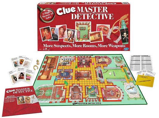 Clue Master Detective Giant Edition board game red Hasbro box with game board and cards on Tampa Home & Garden Store