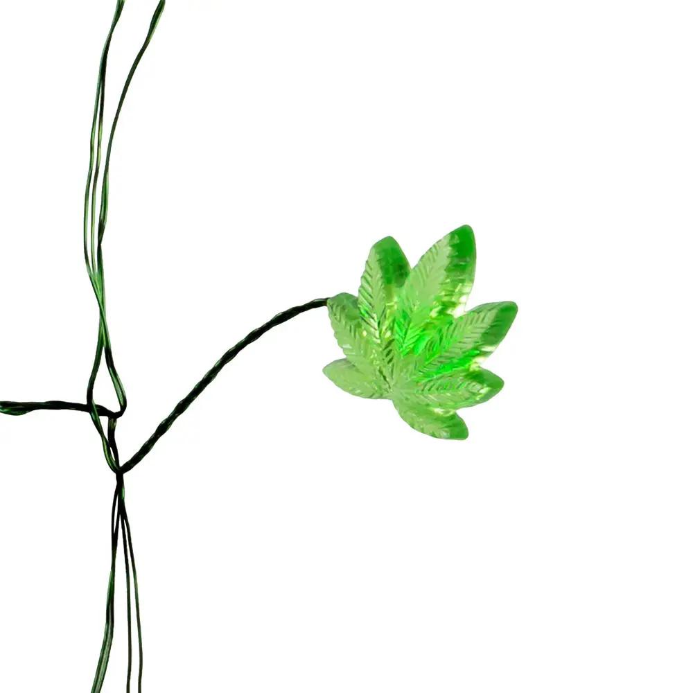 72-light green cannabis leaf fairy micro LED garland with wired stem on Tampa Home & Garden Store