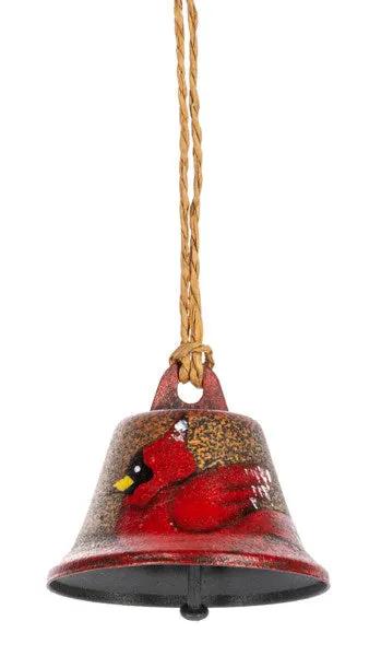 Cardinal Bell Ornament red metal bell with cardinal and jute hanger The Country Christmas Loft on Tampa Home & Garden Store