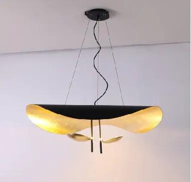 Italian Art Nordic Glass Pendant Lamp with golden shades and black canopy, modern chandelier on Tampa Home & Garden Store
