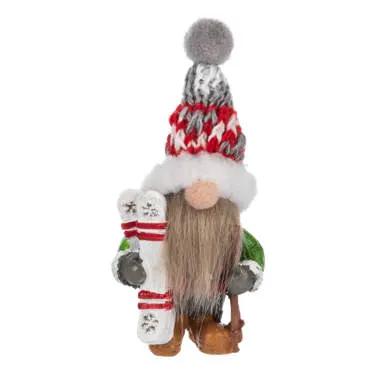 Snow Much Fun Gnome pocket charm figurine red knit hat beige beard skis The Country Christmas Loft on Tampa Home & Garden Store