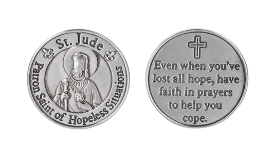 Patron Saint Token with Sentiment Card, silver-tone St Jude charm by Country Christmas Loft on Tampa Home & Garden Store