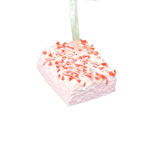 Foam cereal treat ornament pink frosting with hearts hanging ribbon Country Christmas Loft on Tampa Home & Garden Store