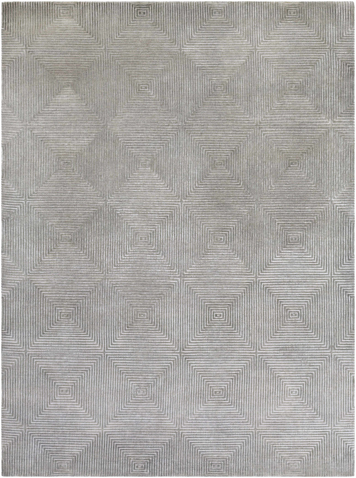 Ivel Carpet rug in gray with geometric concentric-square pattern Boutique Rugs on Tampa Home & Garden Store