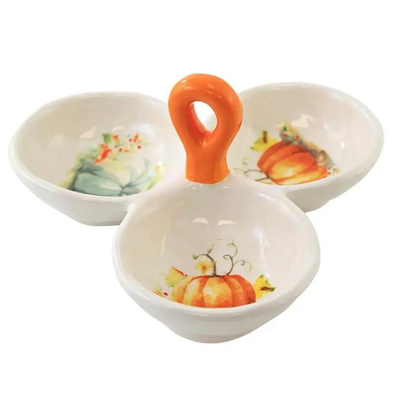 Painted Pumpkin Tidbit Tray - Tampa Home & Garden Store