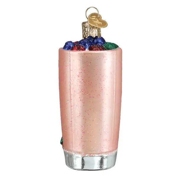 Smoothie glass ornament pink glitter finish with silver base by The Country Christmas Loft on Tampa Home & Garden Store