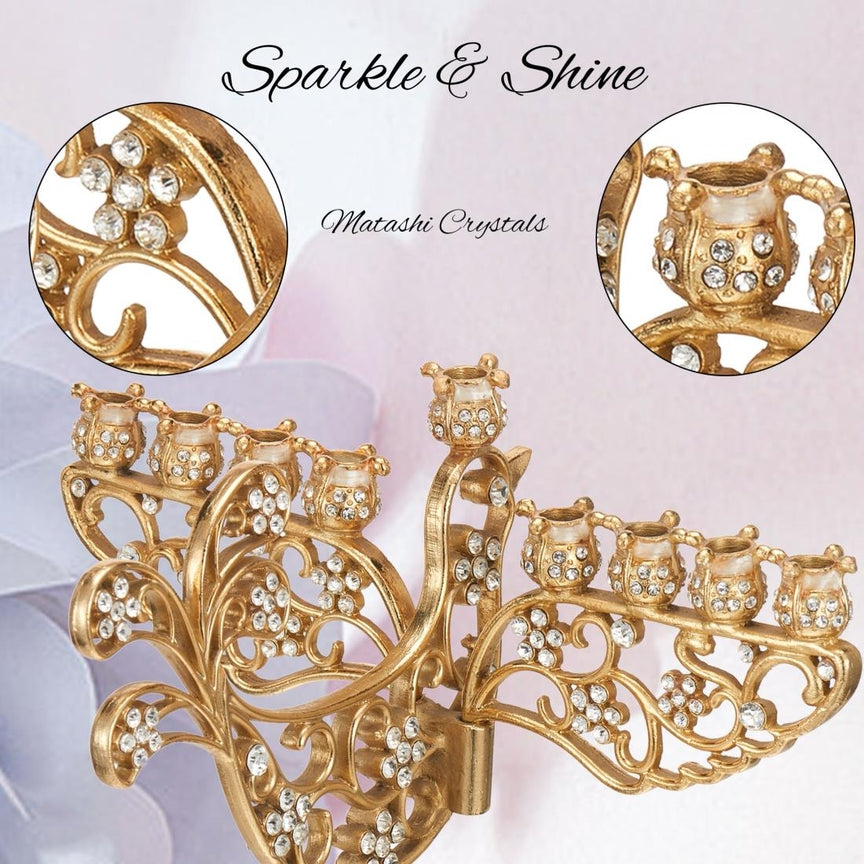 Candelabro de paloma pintado en oro con cristal