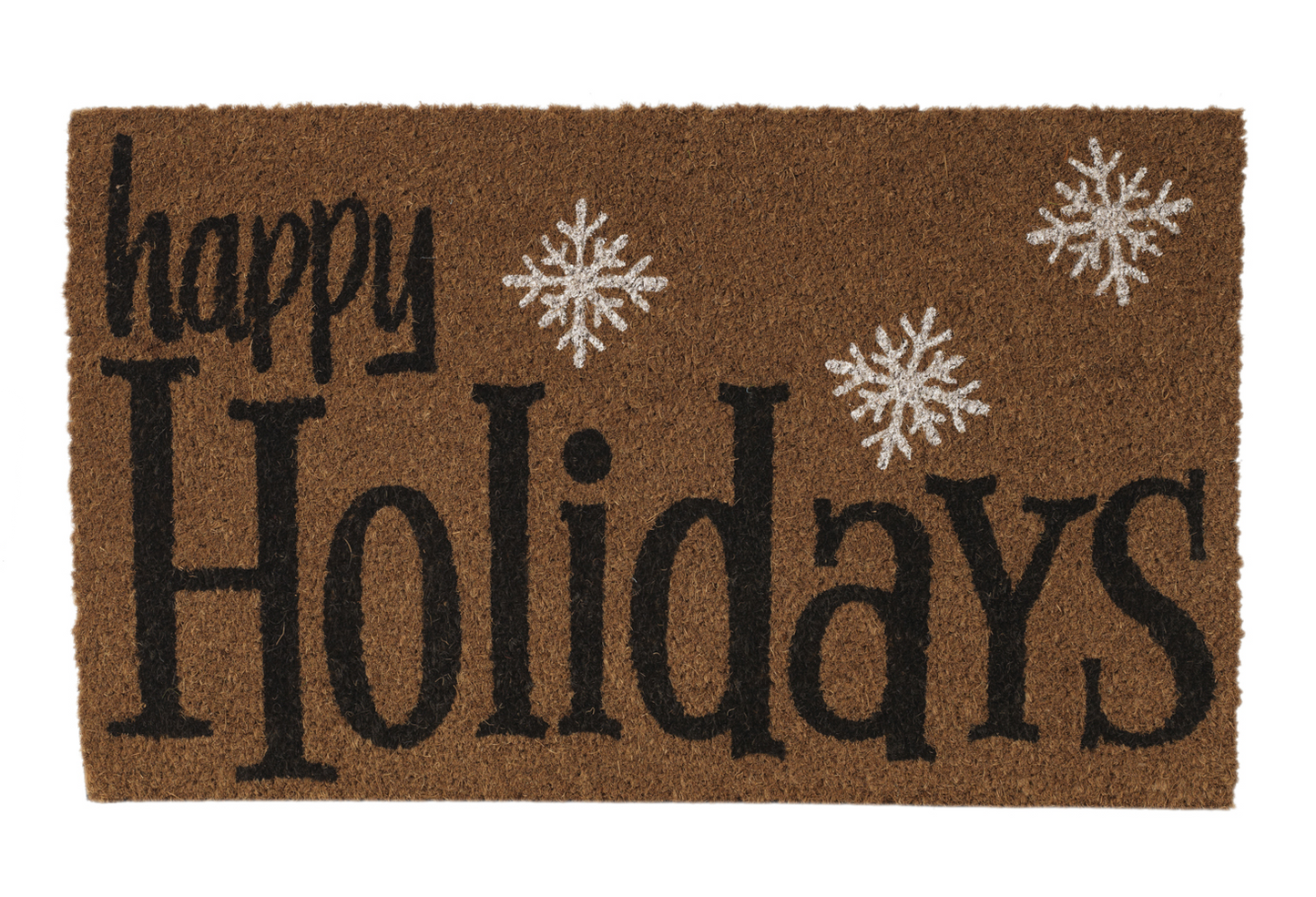 Christmas Coir Doormat Happy Holidays brown mat with snowflakes The Country Christmas Loft on Tampa Home & Garden Store