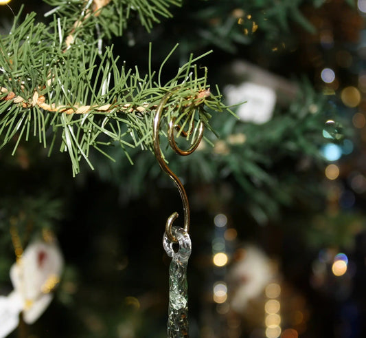 Gold swirl ornament hooks set for Christmas tree in gold-tone metal on Tampa Home & Garden Store