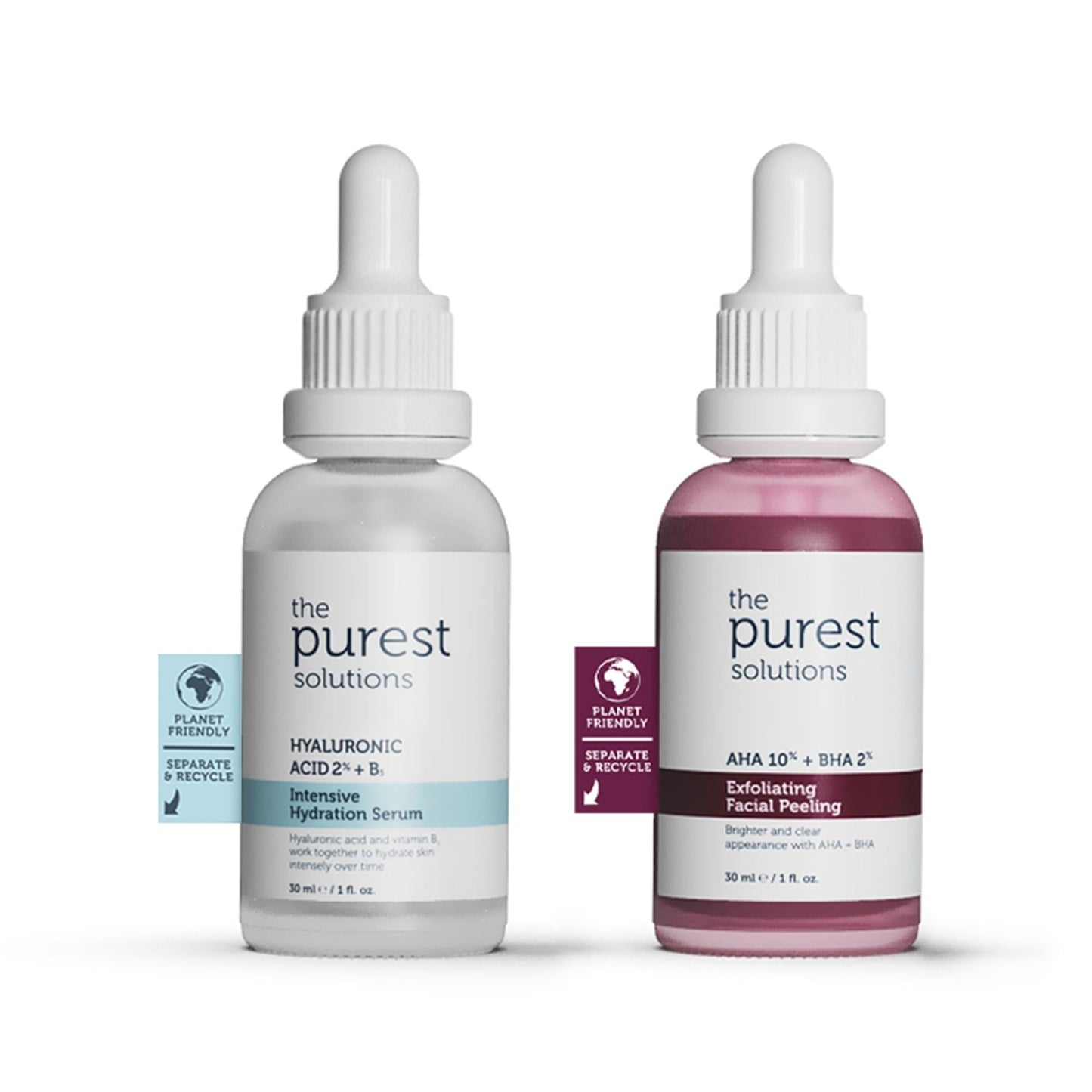 The Purest Solutions Hyaluronic Acid 2% + B5 serum and AHA 10% + BHA 2% facial peel duo on Tampa Home & Garden Store