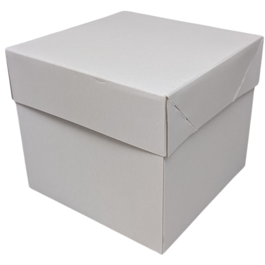 White Holiday Cube Gift Box Set and Ribbon
